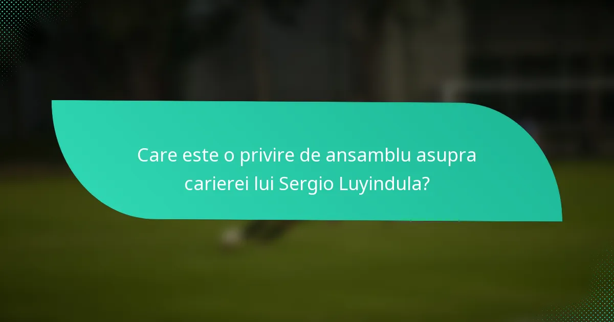 Care este o privire de ansamblu asupra carierei lui Sergio Luyindula?