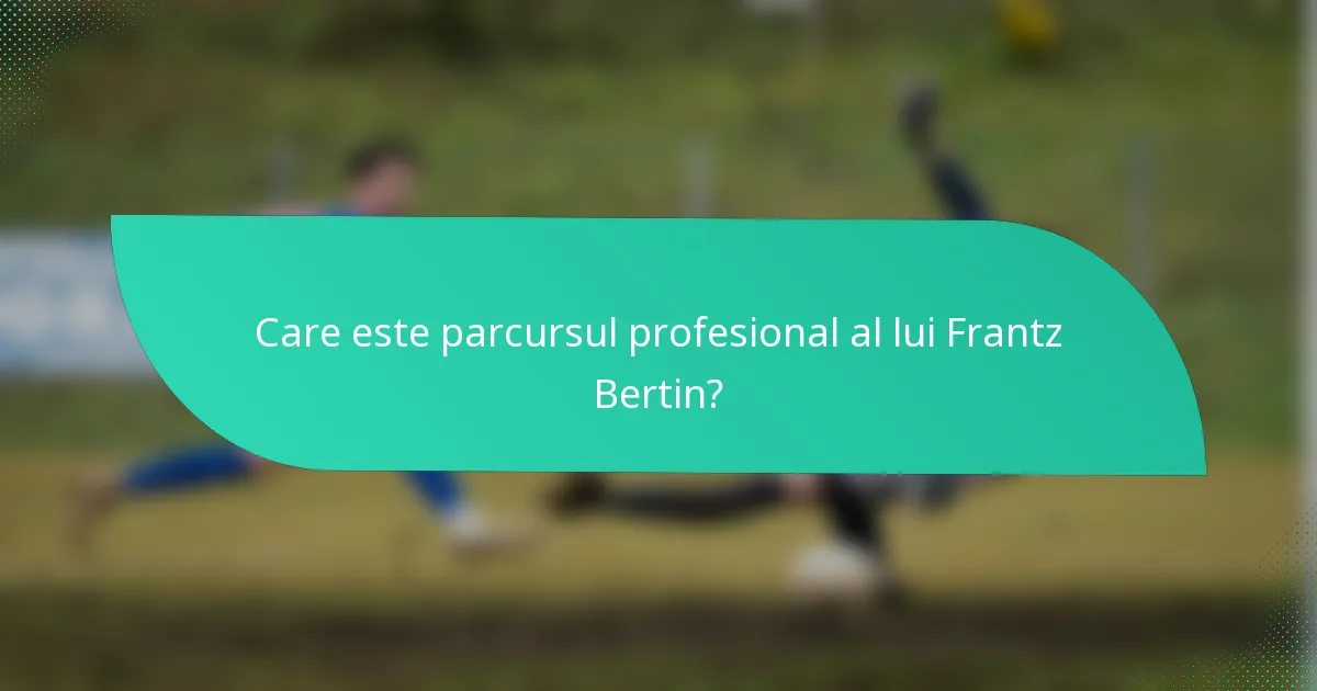 Care este parcursul profesional al lui Frantz Bertin?