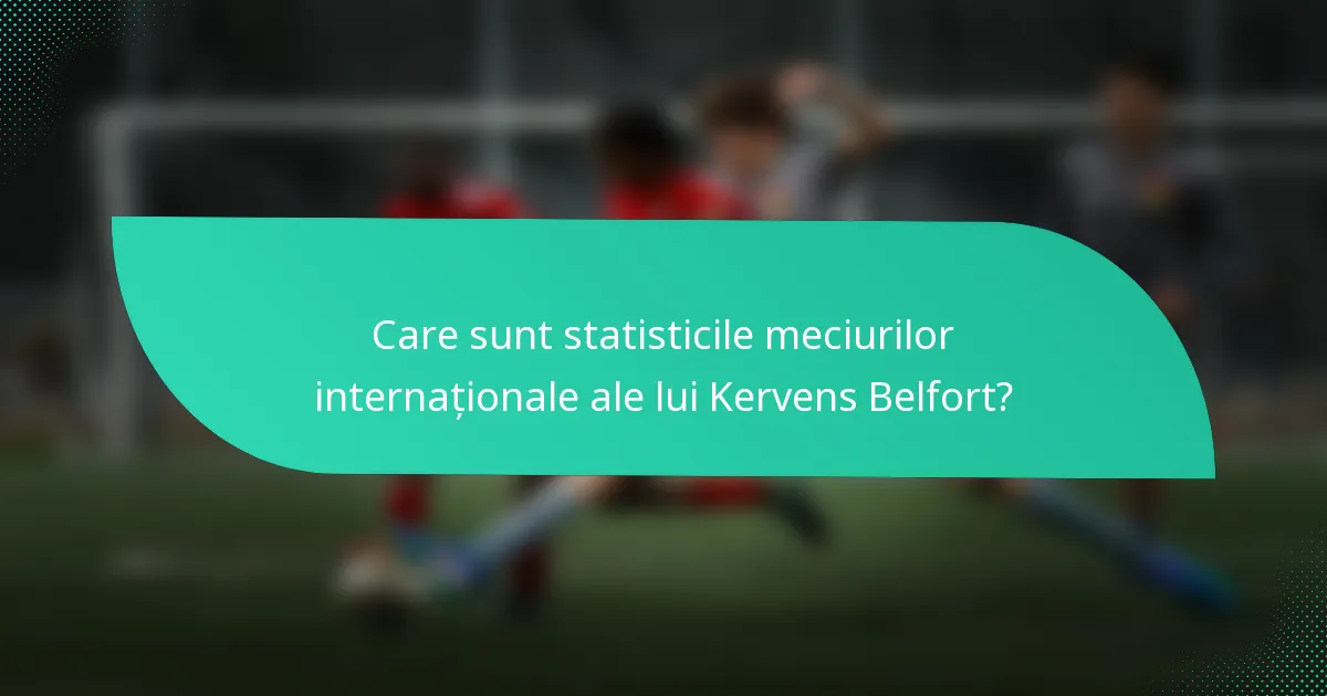 Care sunt statisticile meciurilor internaționale ale lui Kervens Belfort?