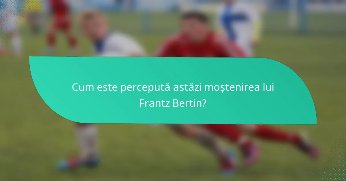 Cum este percepută astăzi moștenirea lui Frantz Bertin?